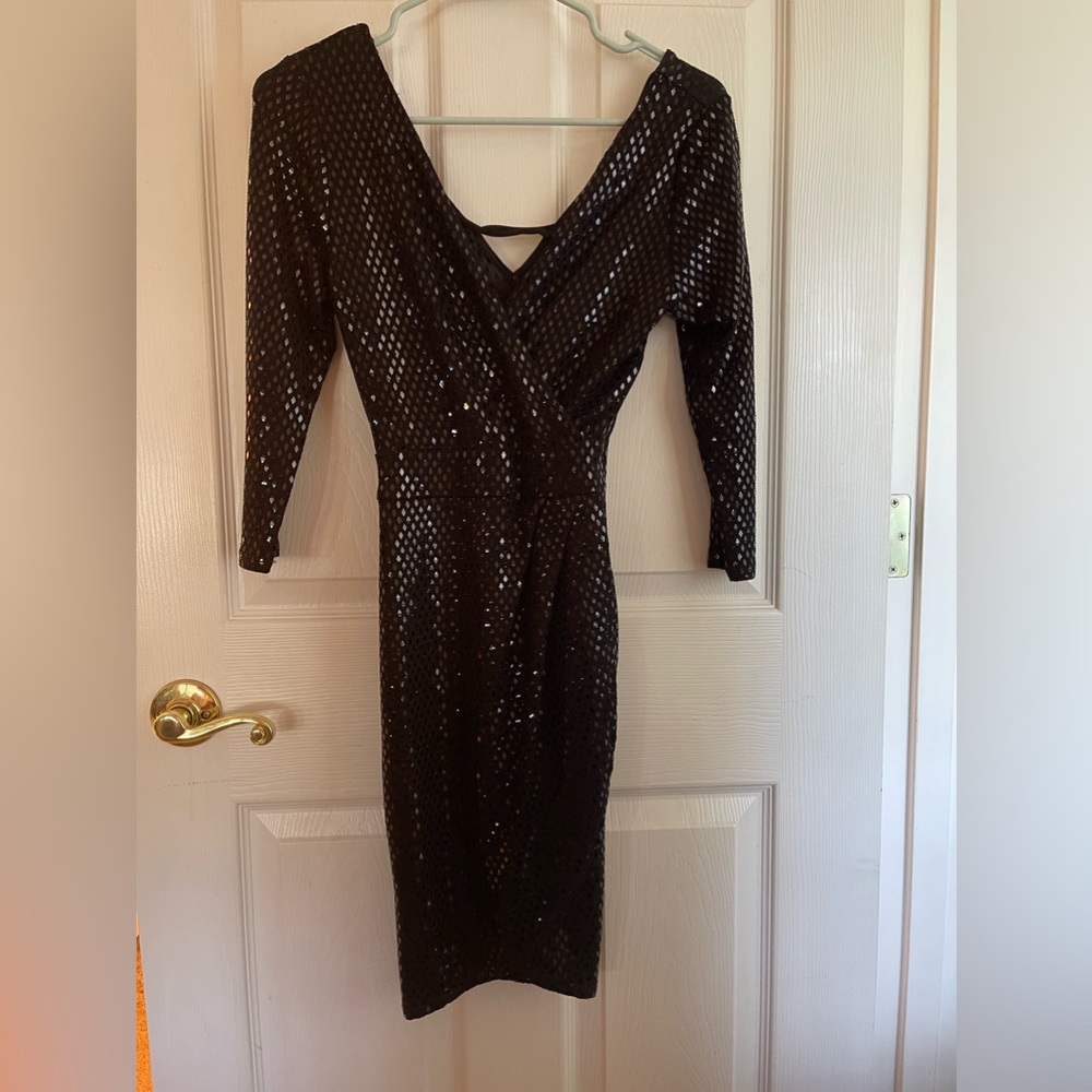 Black sequin cocktail dress